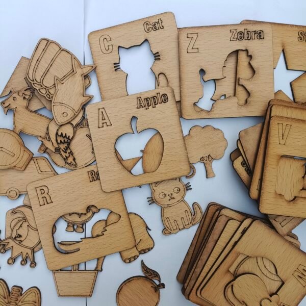 A to Z complete Alphabet Kids Wooden Drawing Stencils ( pack of 26 pieces )