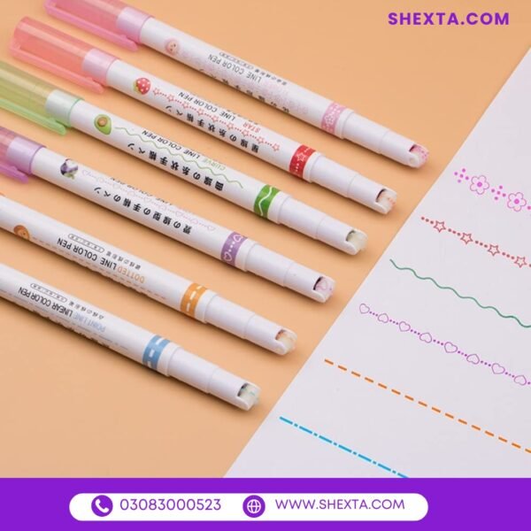 6Pcs Curve Highlighter Pen Set